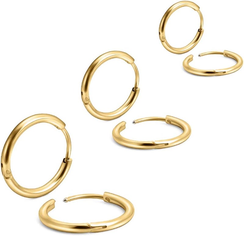 EACHLP Unisex 18K Real Gold Plating Surgical Steel Sleeper Tiny Hoop Earrings,Nose Ring Septum Ring Helix Ring Daith Ring Lip Ring Nipple Ring Snug Ring Rook Ring Body Piercing Jewelry - Image 1